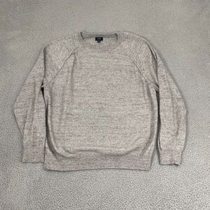J. Crew Rugged Slim Sweater Men XL Heathered Gray Cotton Raglan Sleeve Crewneck